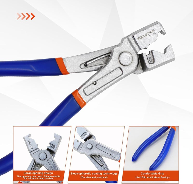 TOOLITIN Clic,Clic-R Hose Clamp Pliers – Blue Handle Fully Electroplated Fuel Line Clamp Tool for Ring-Type or Flat-Band Hose Clamps Car Water Pipe Locking Pliers (Clic-R Plier) - Image 4